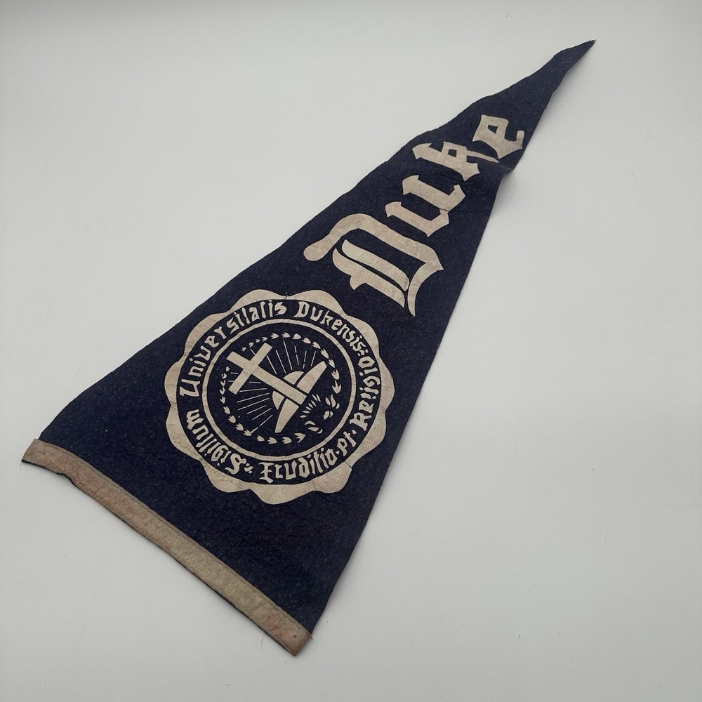 Vintage Duke University Felt Pennant Blue Devils Old Seal 26" College 1950's-60s